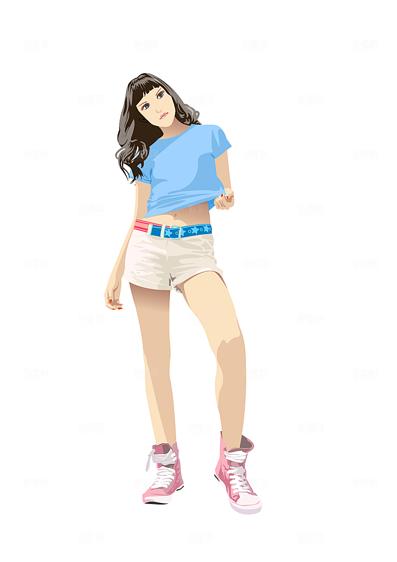 韩式美女插画矢量元素