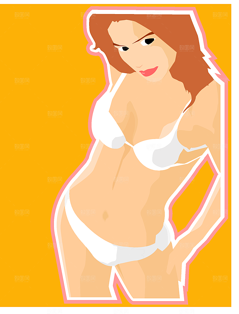 时尚美女韩国插画素材