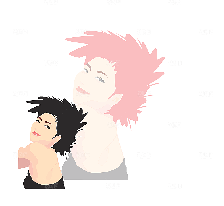 时尚美女韩国插画素材