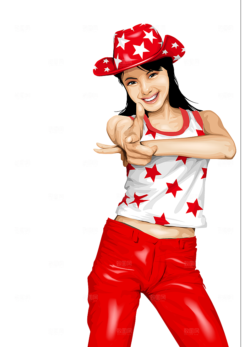 时尚美女韩国插画素材