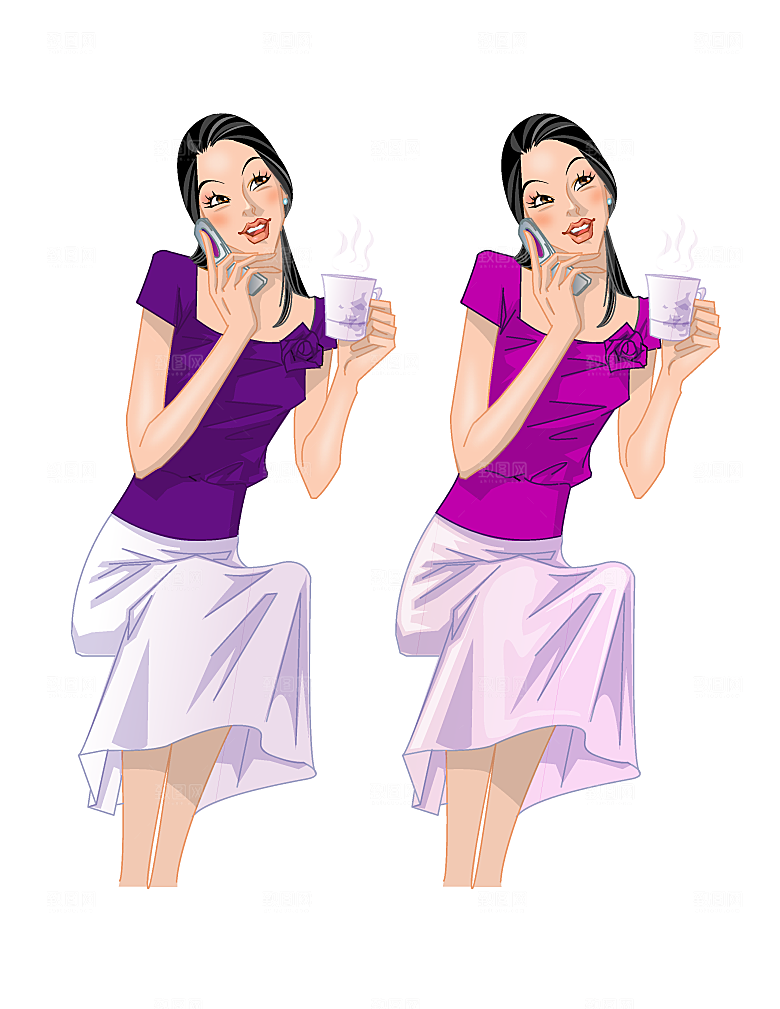 时尚美女韩国插画素材