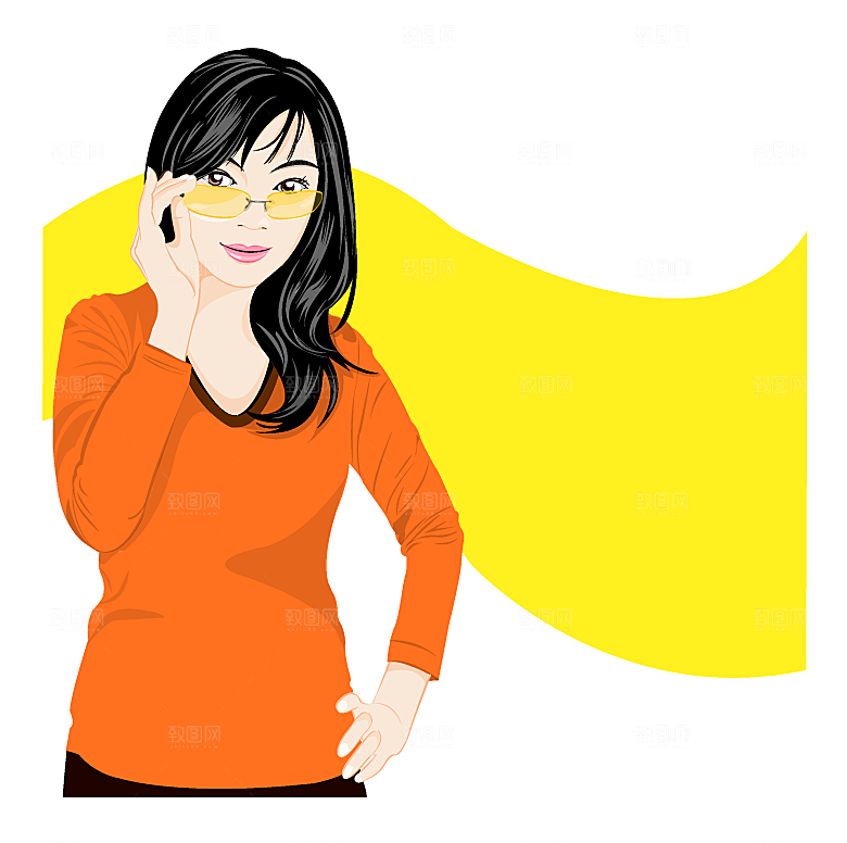 时尚美女韩国插画素材
