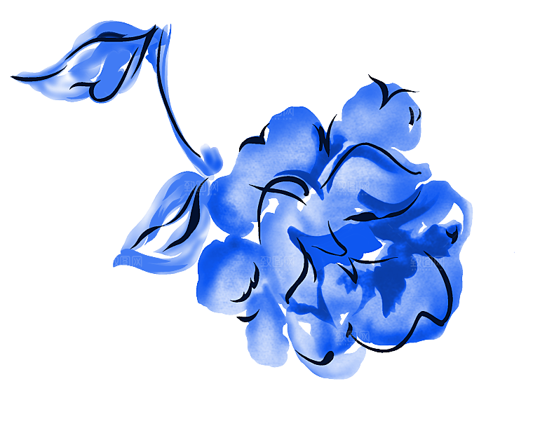 传统青花瓷手艺花卉PNG素材