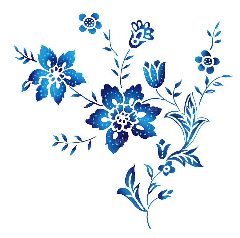 传统青花瓷手艺花卉PNG素材