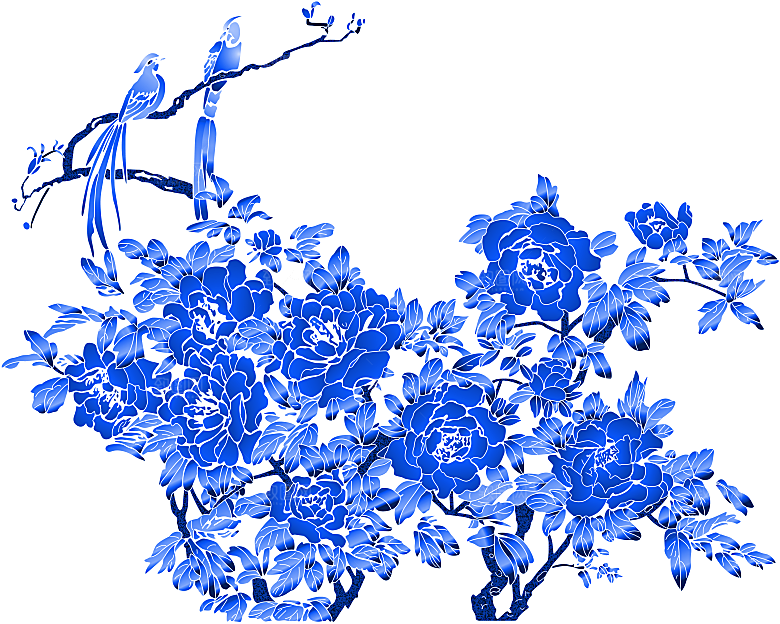 传统青花瓷手艺花卉PNG素材