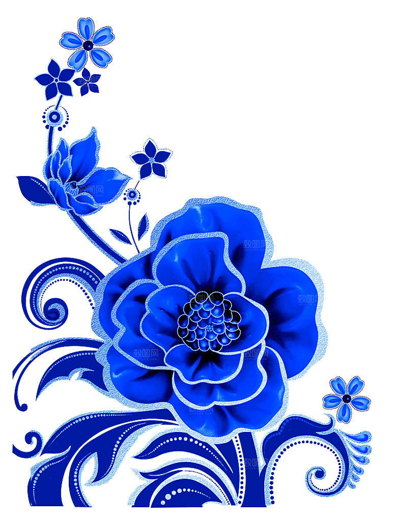 传统青花瓷手艺花卉PNG素材