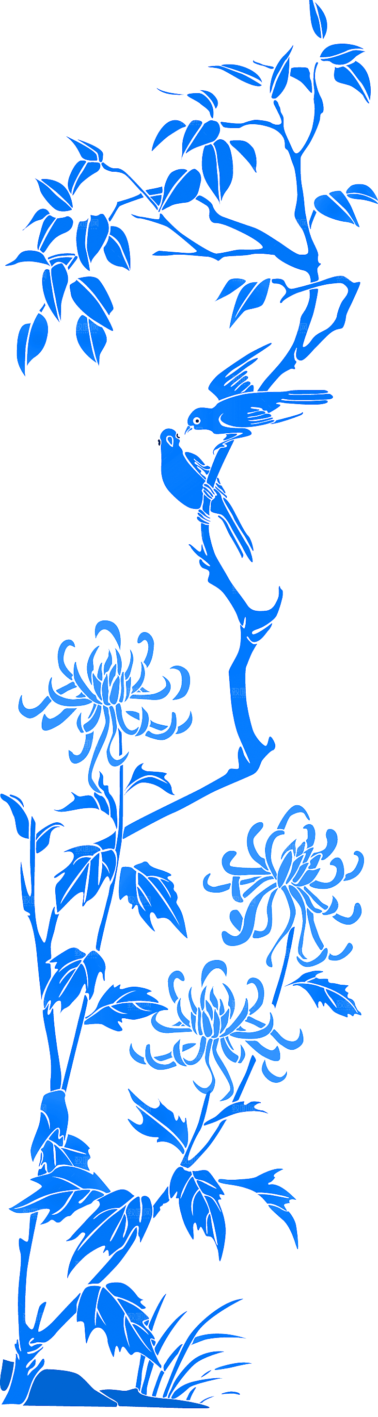 古代青花瓷图案花纹免扣元素