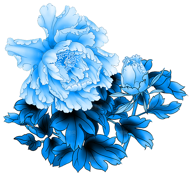 古代青花瓷图案花纹免扣元素