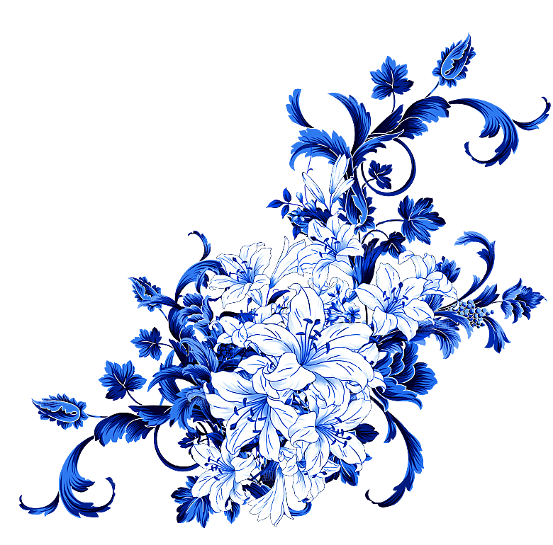 古代青花瓷图案花纹免扣元素