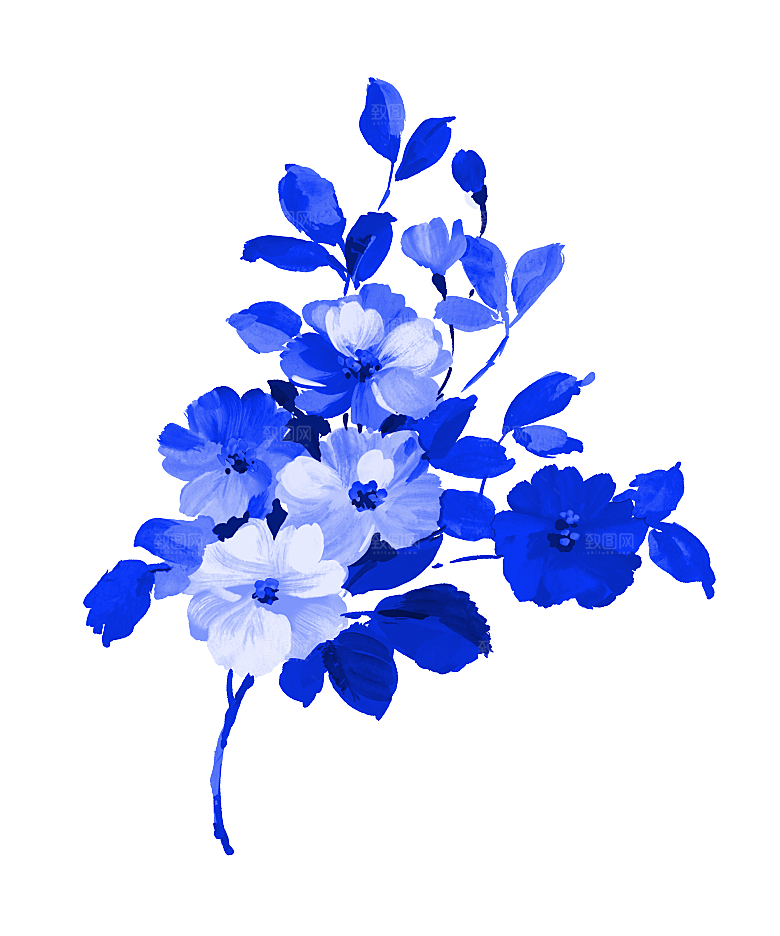 传统青花瓷手艺花卉PNG素材