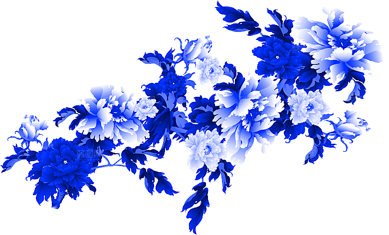 传统青花瓷手艺花卉PNG素材