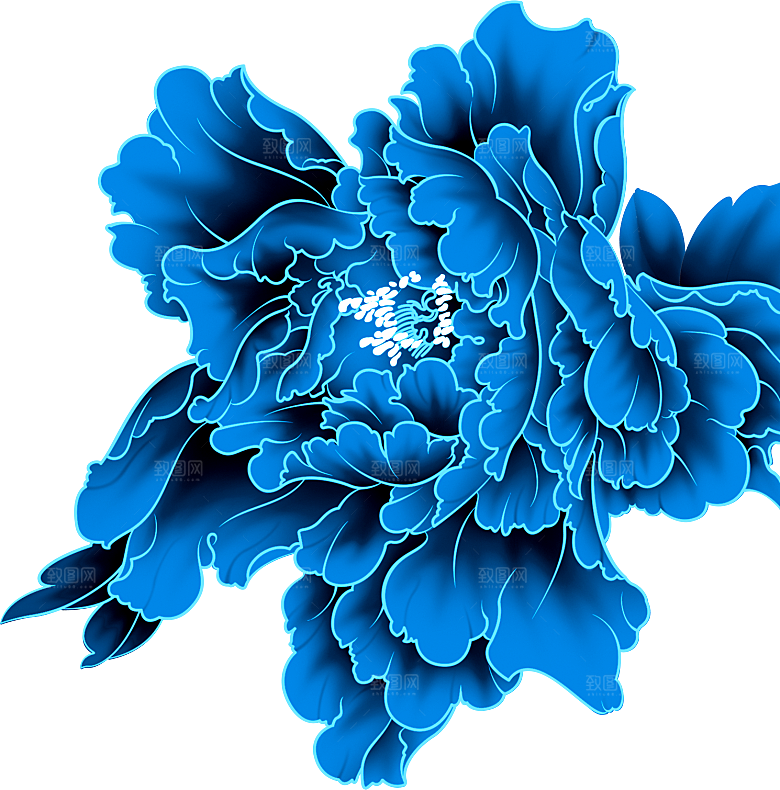 传统青花瓷手艺花卉PNG素材