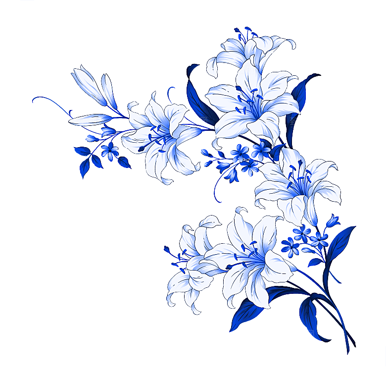 传统青花瓷手艺花卉PNG素材