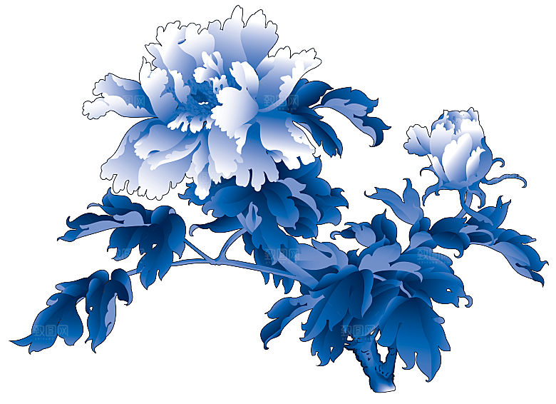 古代青花瓷图案花纹免扣元素