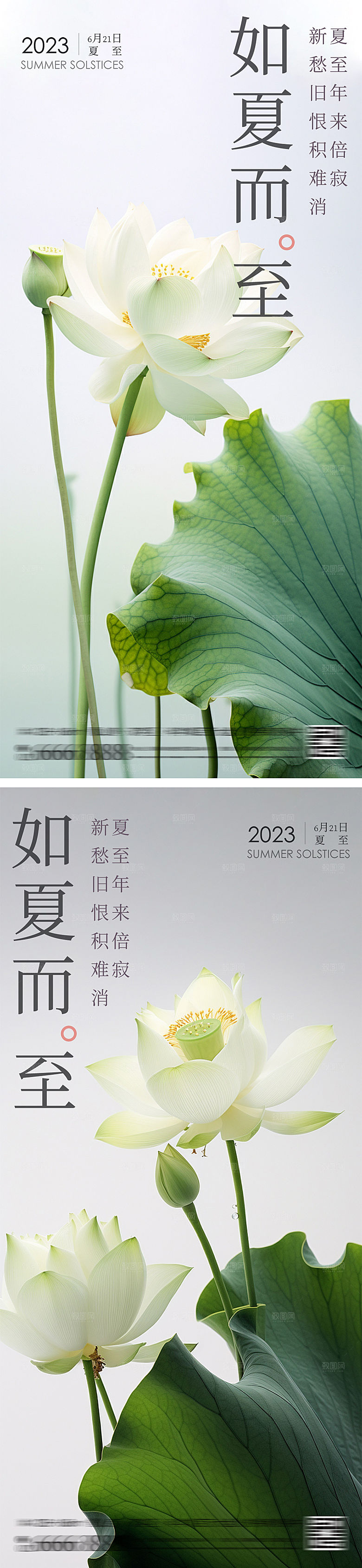 地产简约夏至节气海报