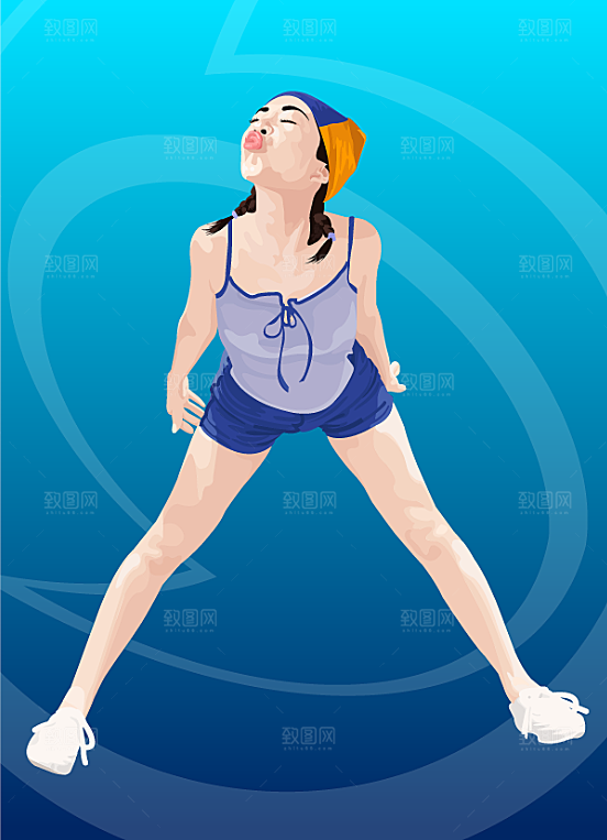 矢量美女特写卡通素材