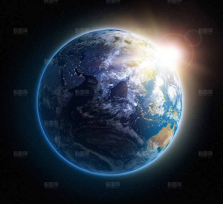 蓝色星球地球表面太空素材