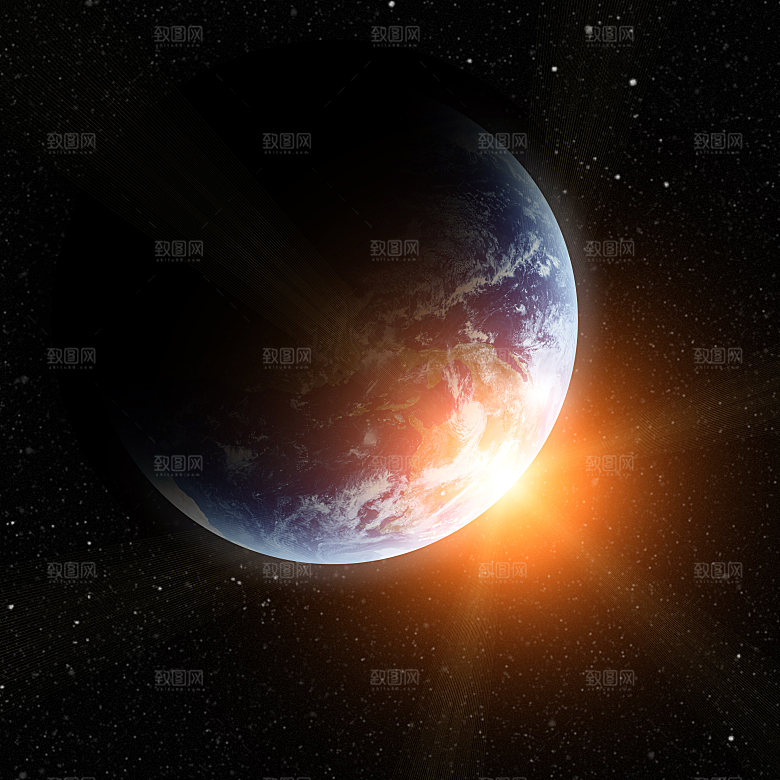 蓝色星球地球表面太空素材