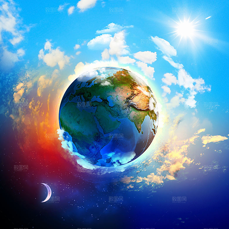 蓝色星球地球表面太空素材