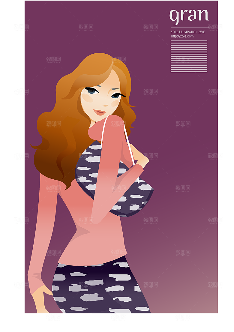 女孩生活插画卡通素材