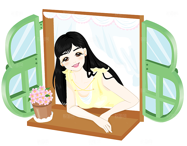 手绘卡通生活场景素材