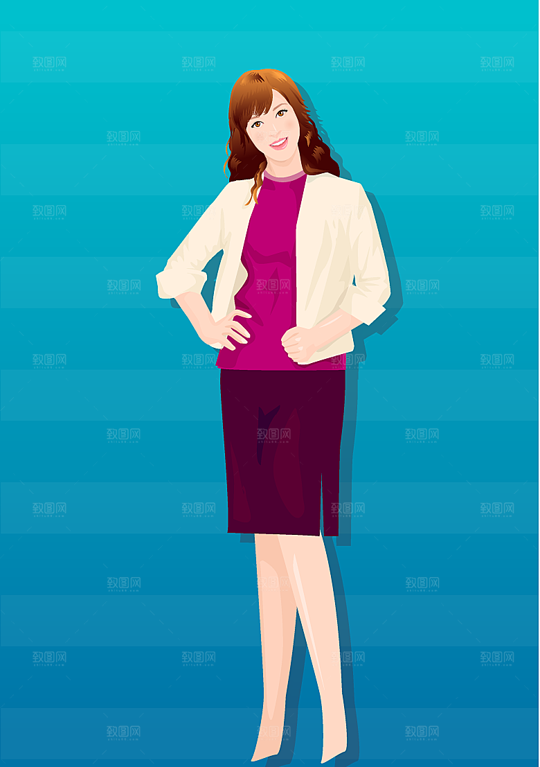 卡通手绘插画女孩生活场景