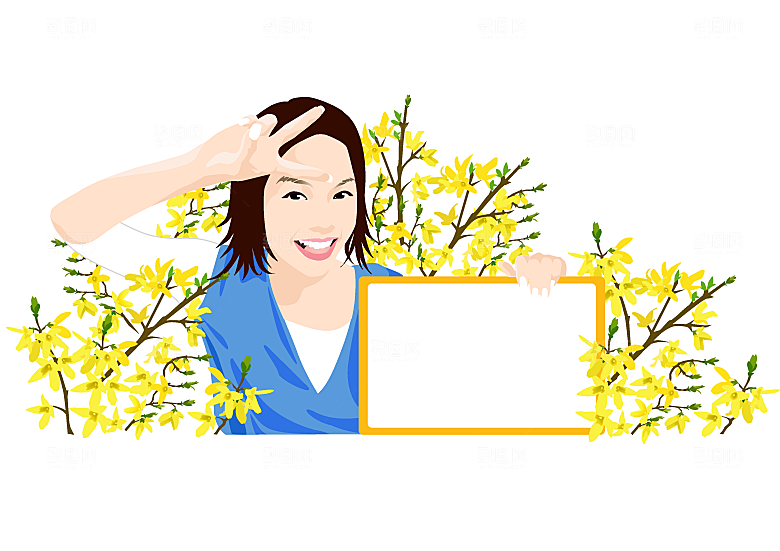 卡通手绘女孩游玩场景素材