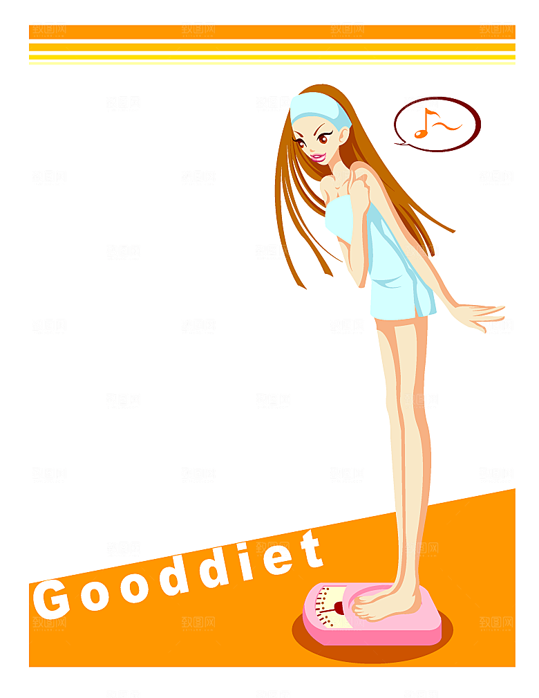 手绘卡通插画女孩素材