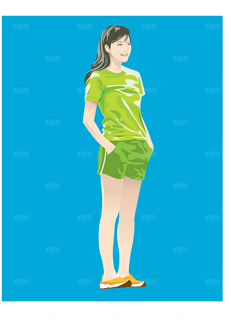 手绘女孩插画设计