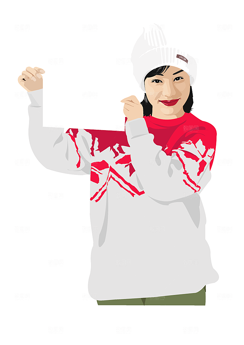 卡通手绘女孩特写素材