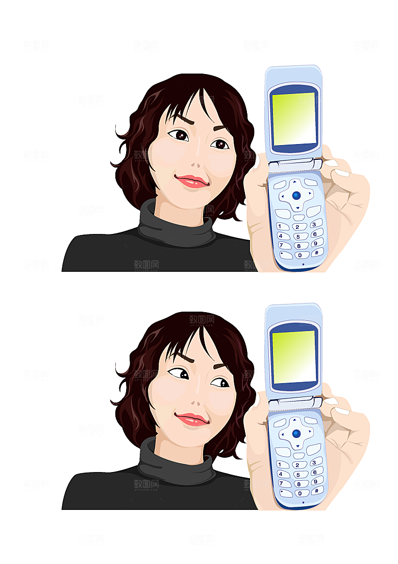 卡通手绘女孩特写素材