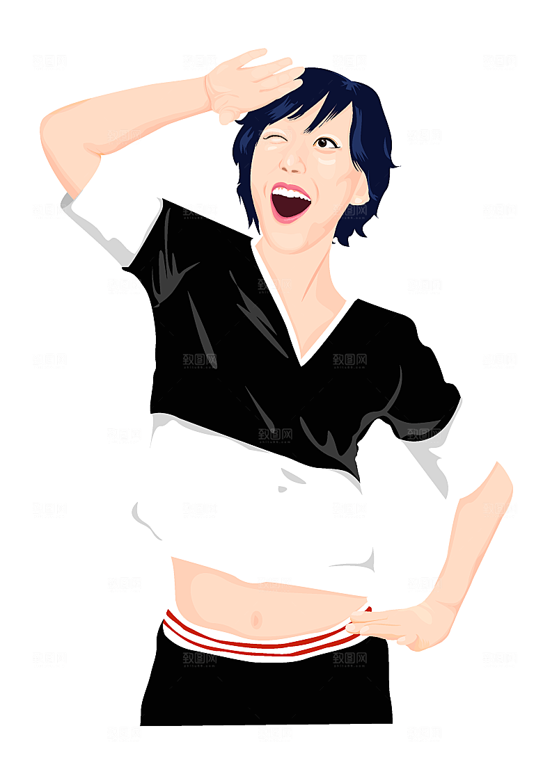 卡通手绘女孩特写素材