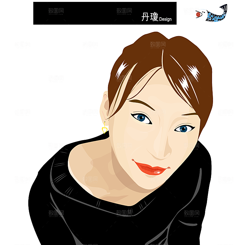 卡通手绘女孩特写素材