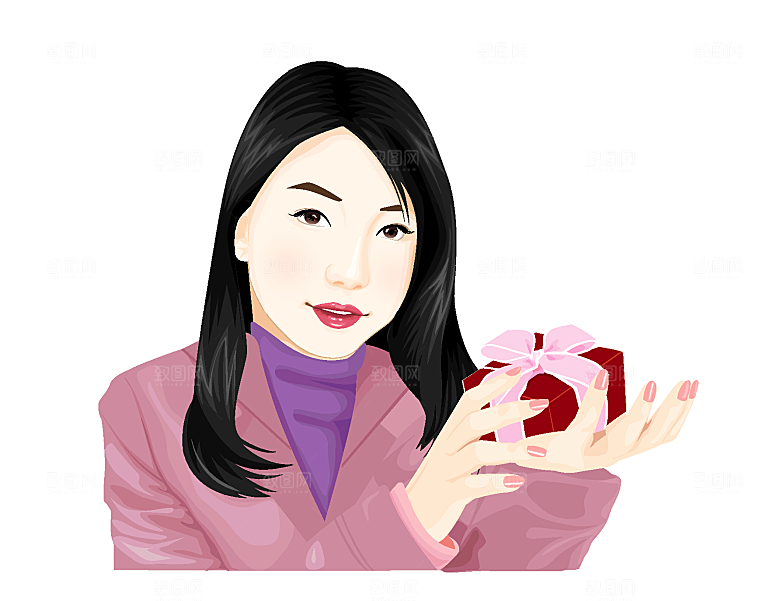 卡通手绘女孩特写素材