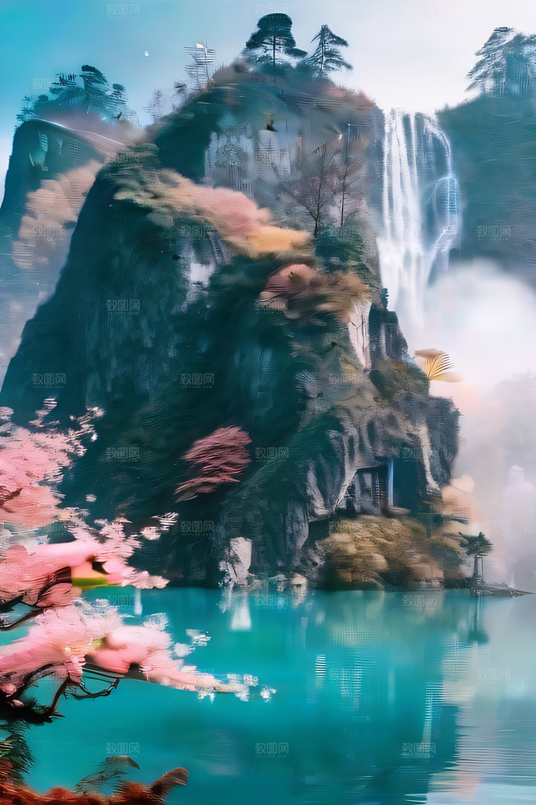 魔幻之旅巨大瀑布下的湖泊