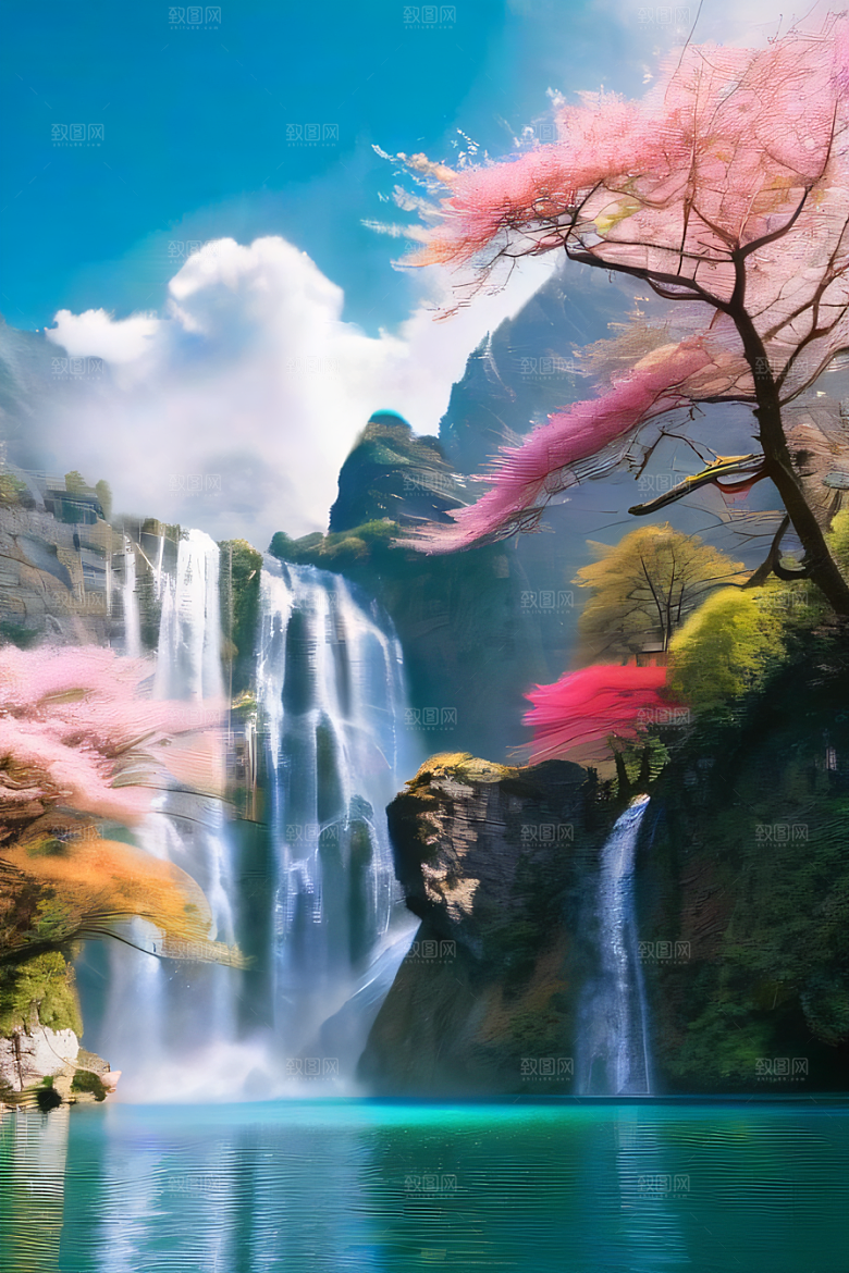 魔幻之旅巨大瀑布下的湖泊