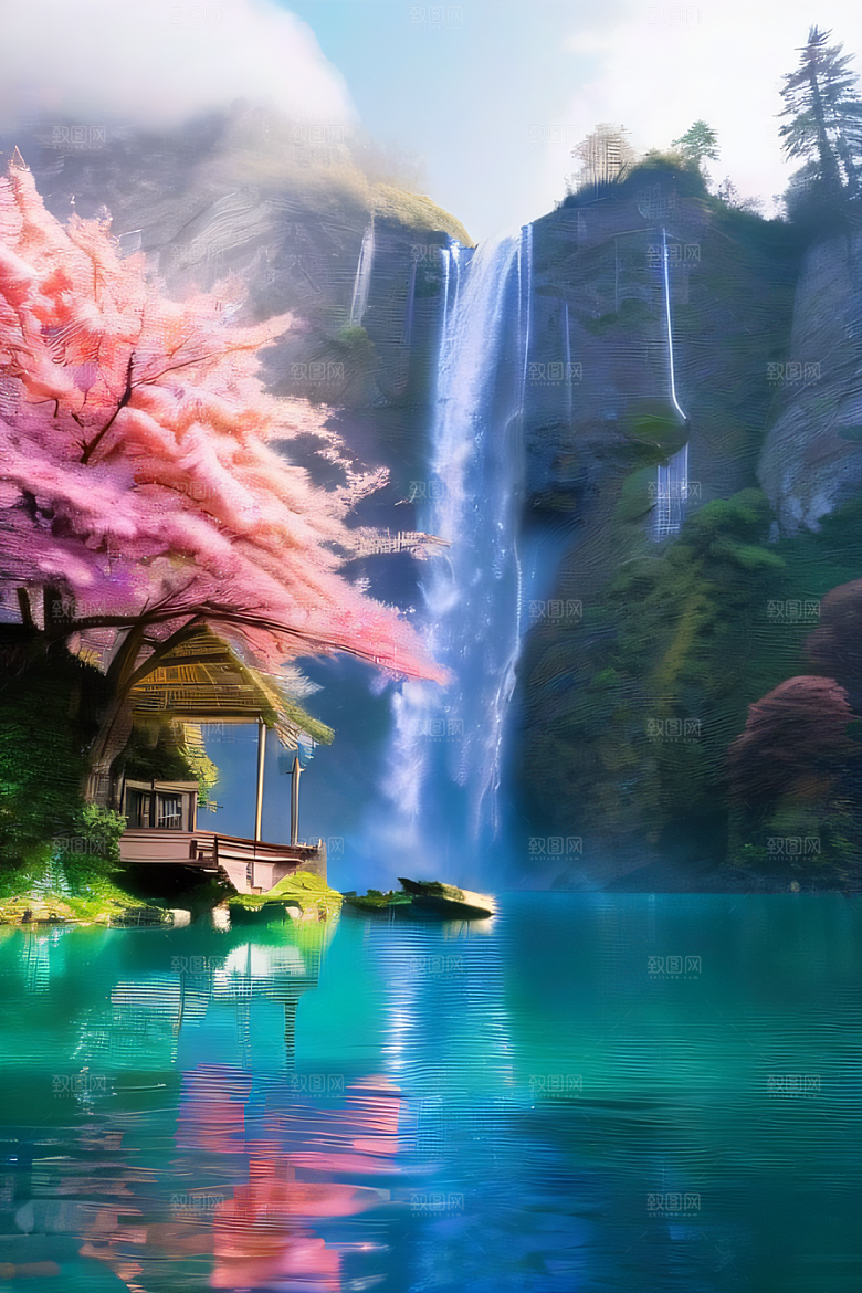 魔幻之旅巨大瀑布下的湖泊