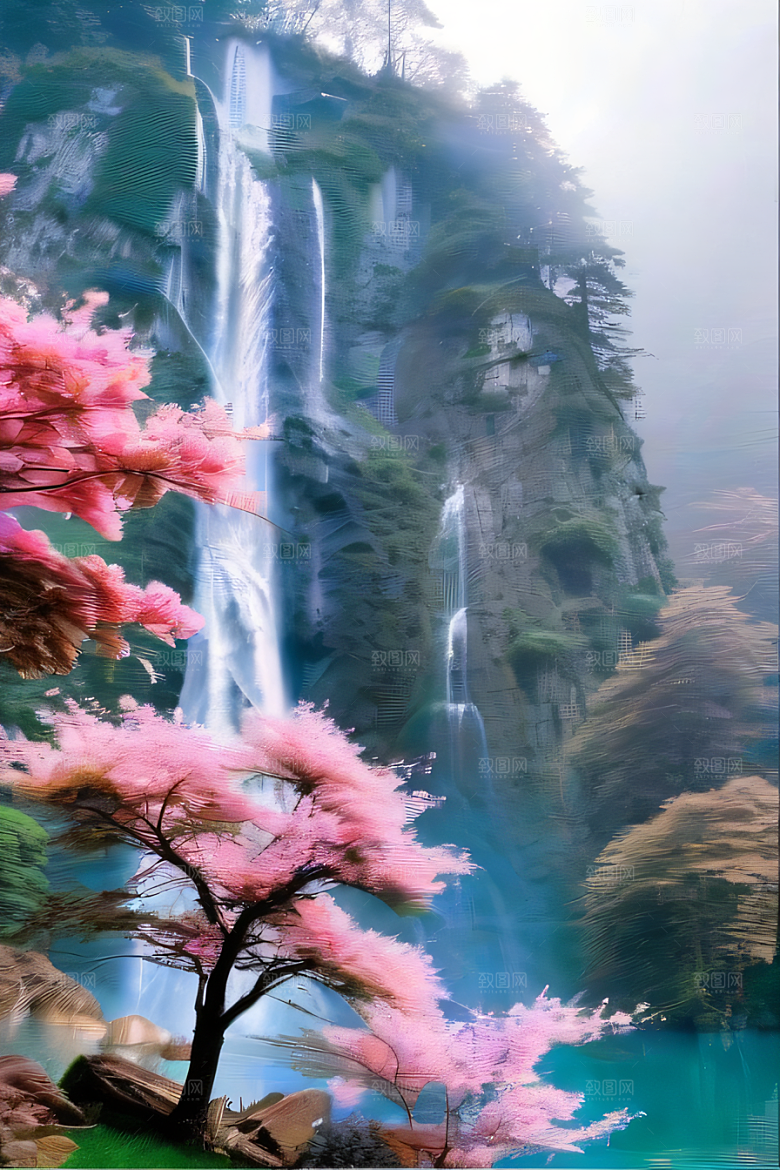魔幻之旅巨大瀑布下的湖泊