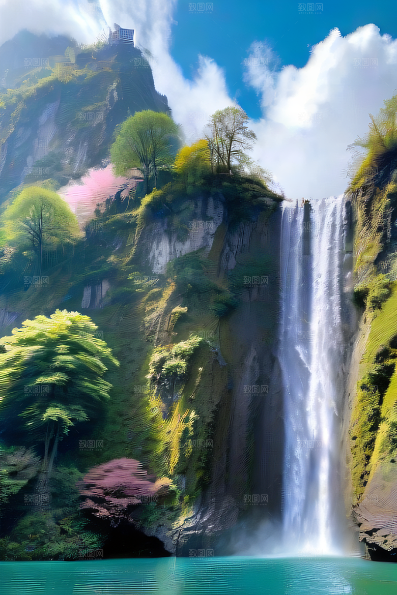 魔幻之旅巨大瀑布下的湖泊