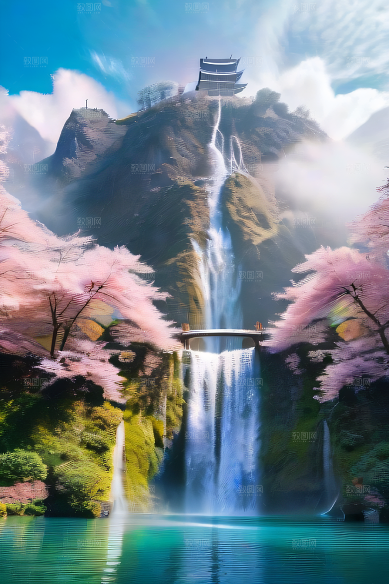 魔幻之旅巨大瀑布下的湖泊