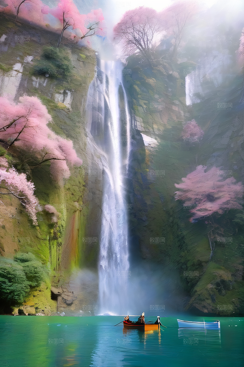 魔幻之旅巨大瀑布下的湖泊