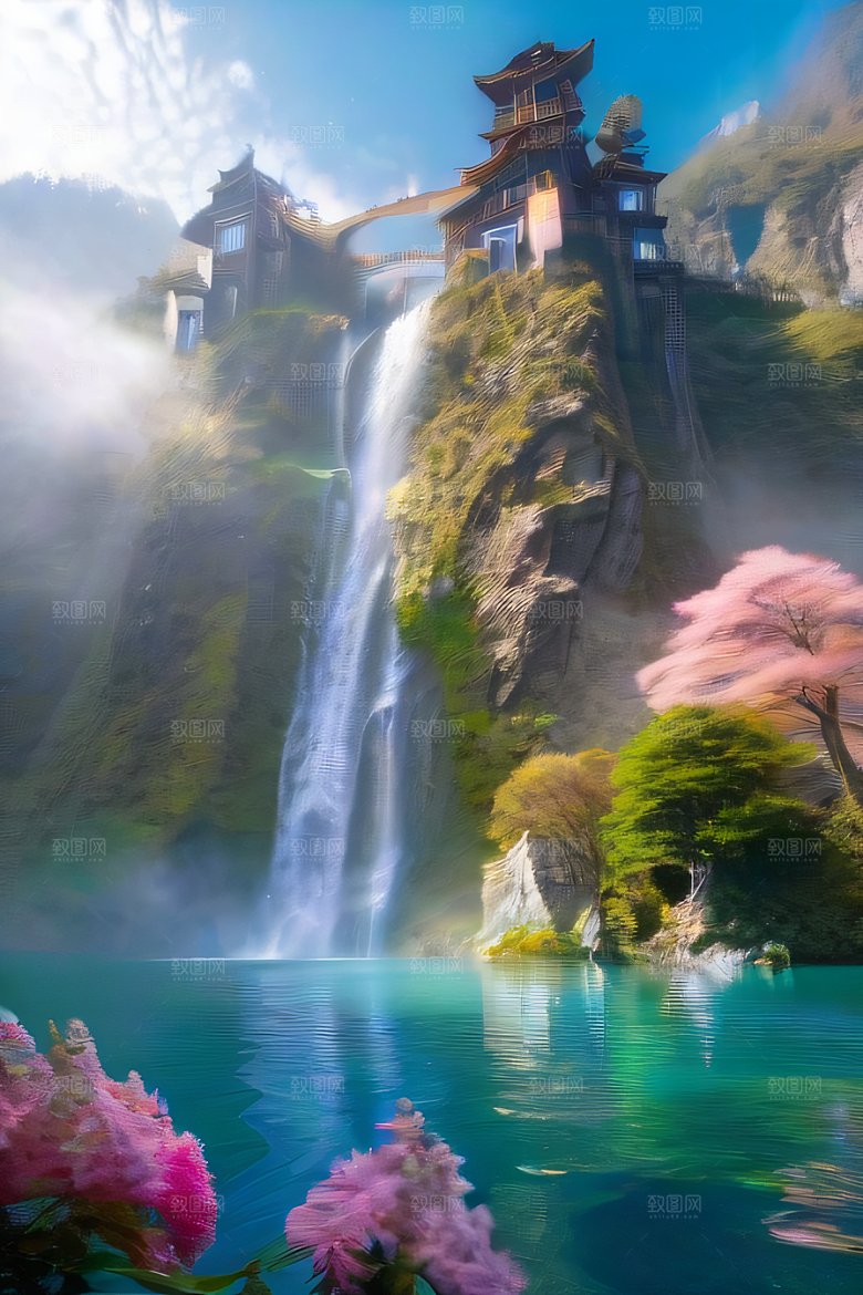 魔幻之旅巨大瀑布下的湖泊