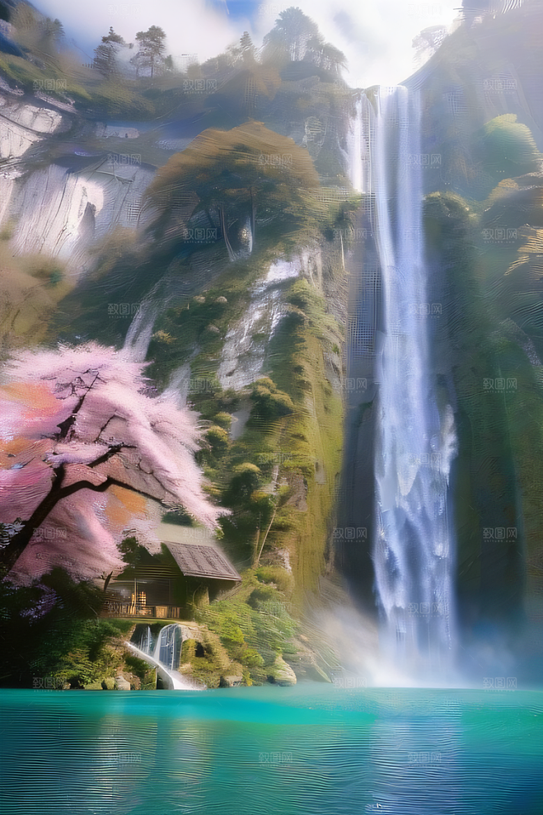 魔幻之旅巨大瀑布下的湖泊