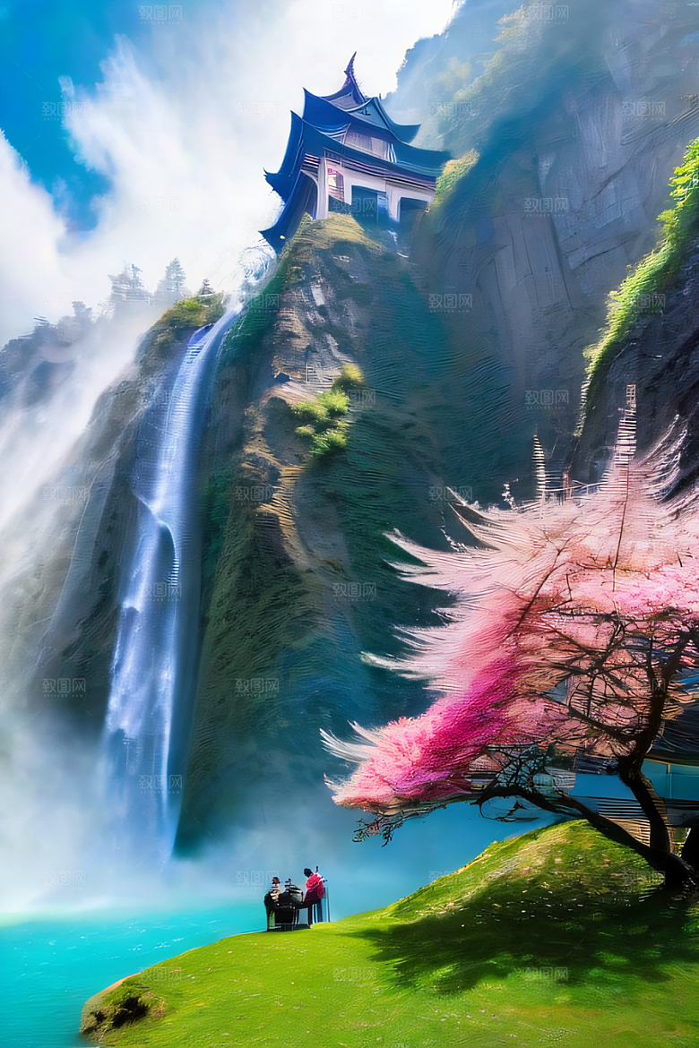 魔幻之旅巨大瀑布下的湖泊