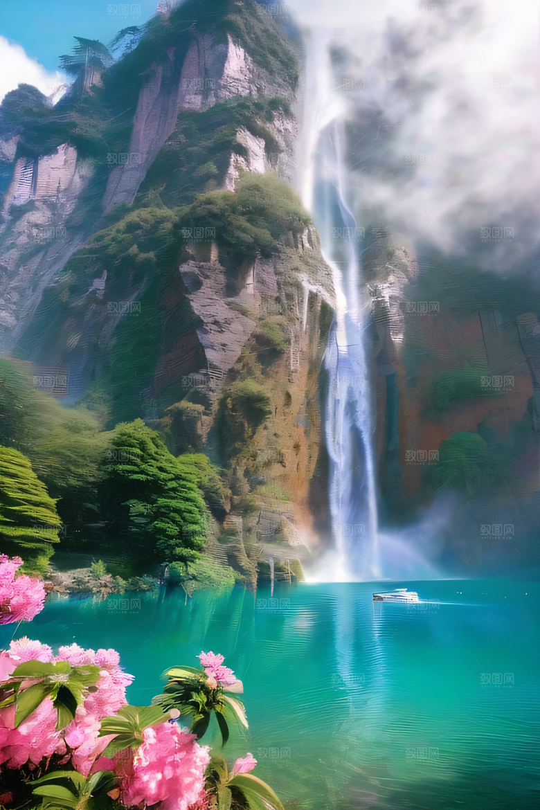 魔幻之旅巨大瀑布下的湖泊