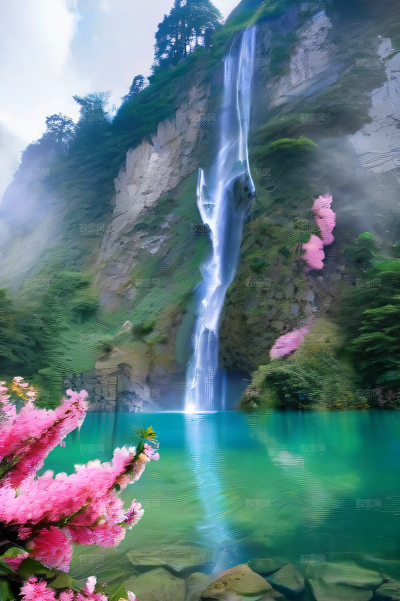 魔幻之旅巨大瀑布下的湖泊