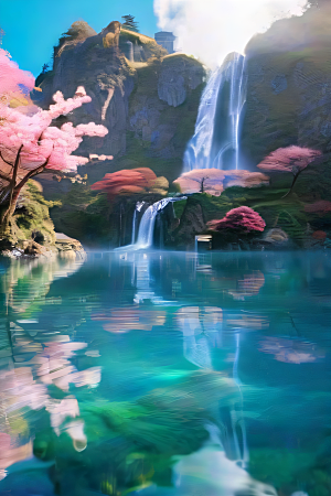 魔幻之旅巨大瀑布下的湖泊