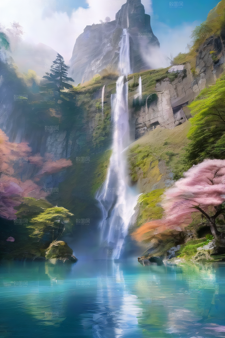 魔幻之旅巨大瀑布下的湖泊