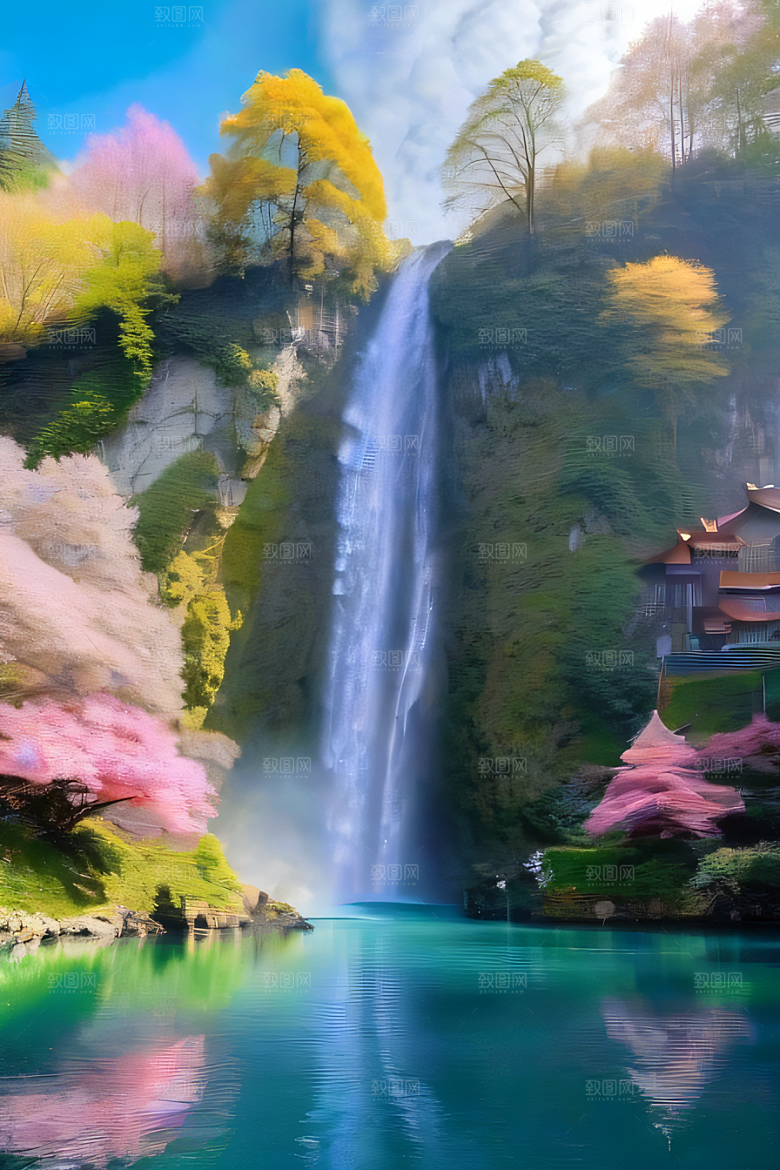 童话般的梦境巨大悬崖与水晶云