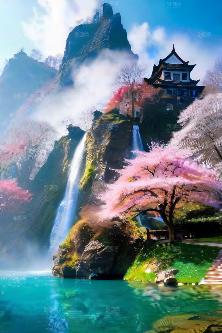 巨大宫殿下的梦幻悬崖